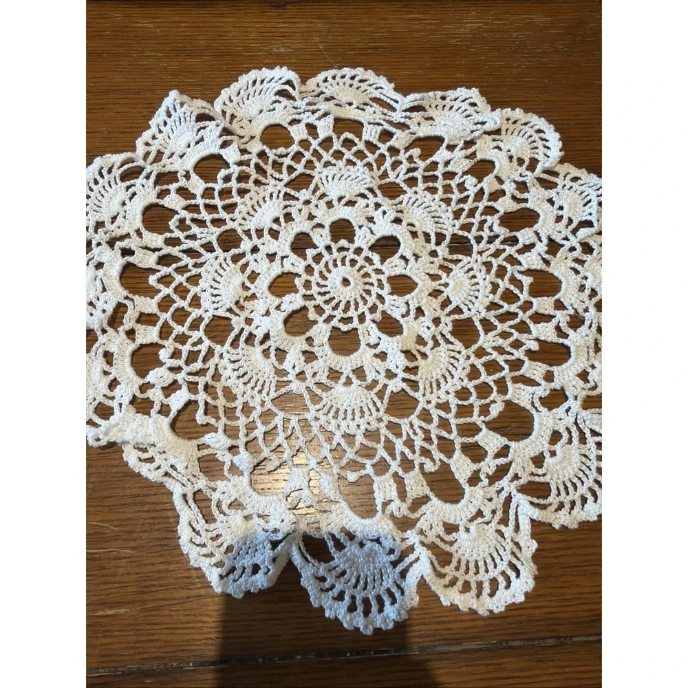 Vintage Crocheted Lace White Doily 14